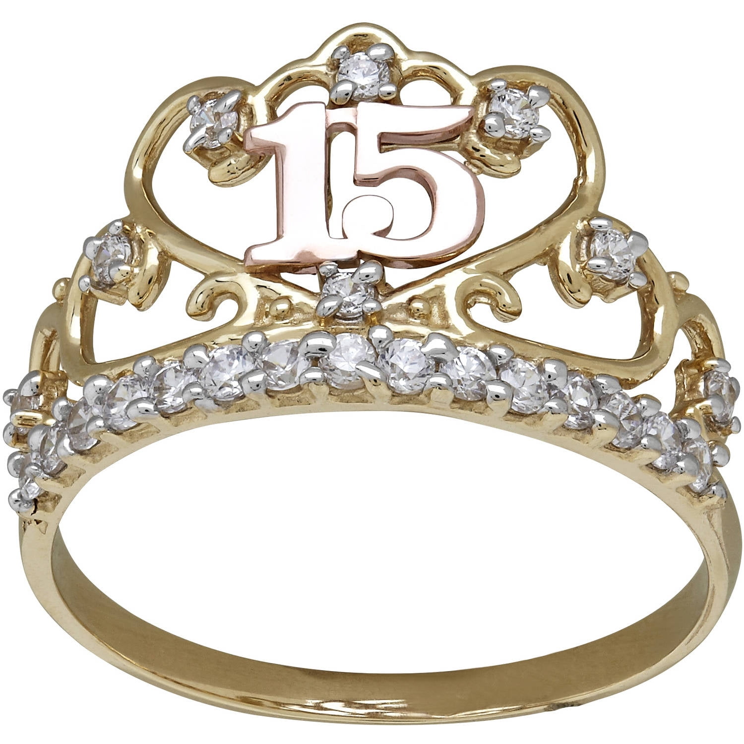 Simply Gold Precious Sentiments 10kt Yellow and Pink Gold Sweet 15 Ring, Size 7 by Richline Group Inc