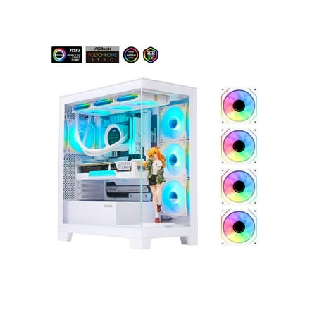 SAMA Neview 2351 ATX Mid Tower Computer Case with ARGB Fans, White