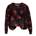 thumbnail image 4 of WTOBBY Women's Casual Raglan Sleeve Sweater Top with Halloween Print, Fashion Long Sleeve Round Neck Design for Cozy Wear, Perfect for Autumn and Casual Styles,Black L, 4 of 4
