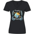 thumbnail image 3 of Inktastic Happy Hanukkah Dreidel and Laurels Women's V-Neck T-Shirt, 3 of 5
