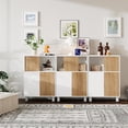 thumbnail image 2 of Bathroom Floor Cabinet with Sliding Door, Modern Kitchen Buffet Sideboard Cabinet with Adjustable Shelf, Accent Bookshelf for Small Space or Corner, Wooden Entryway Narrow Storage Cabinets, 2 of 8