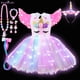 thumbnail image 3 of 2024 Vestido de princesa con tutú de unicornio brillante para niñas, vestidos brillantes con luces LED, diadema con alas, disfraz de escenario para fiesta de Halloween para niñas, 3 of 5