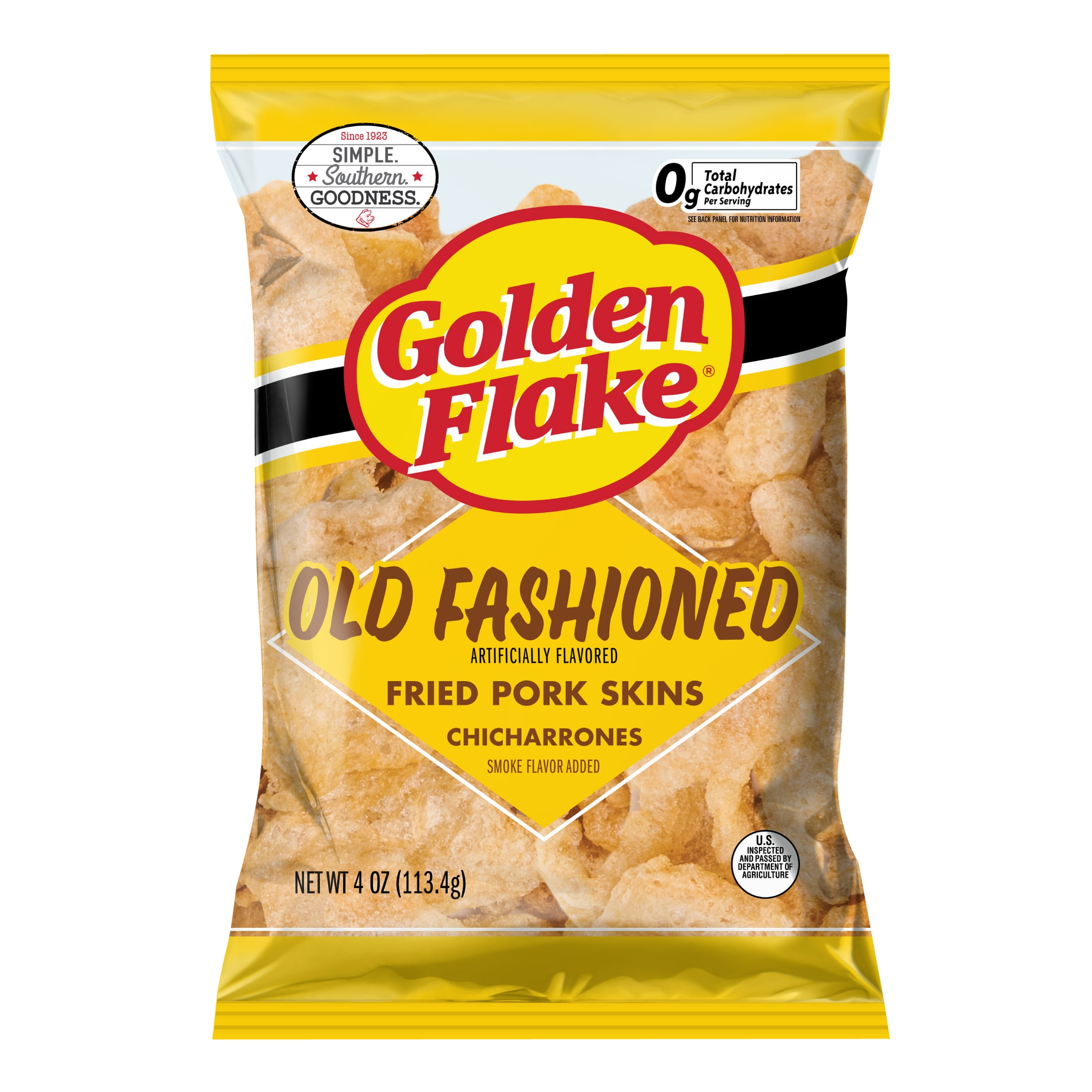 Golden Flake Old Fashioned Fried Pork Skins, 4 oz Bag