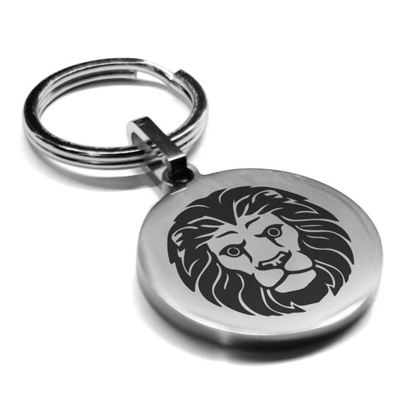 Stainless Steel Leo Zodiac (Lion) Round Medallion Keychain Circle Ring