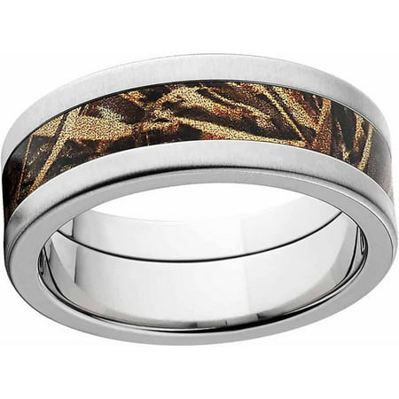 RealTree Max 5 Men's Camo Stainless Steel Ring with Cross Brushed Edges and Deluxe Comfort Fit