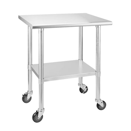 

Stainless steel prep and work table 24 x 30 in. with swivel casters