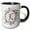 Black/White, variant on 3drose, Pretty Watercolor Floral Circle Frame with a Monogram Initial K, 11oz Two-tone Black Mug