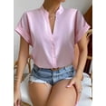 thumbnail image 3 of Summer simple V-neck ladies shirt fashion tops elegant temperament commuter women shirt, 3 of 4