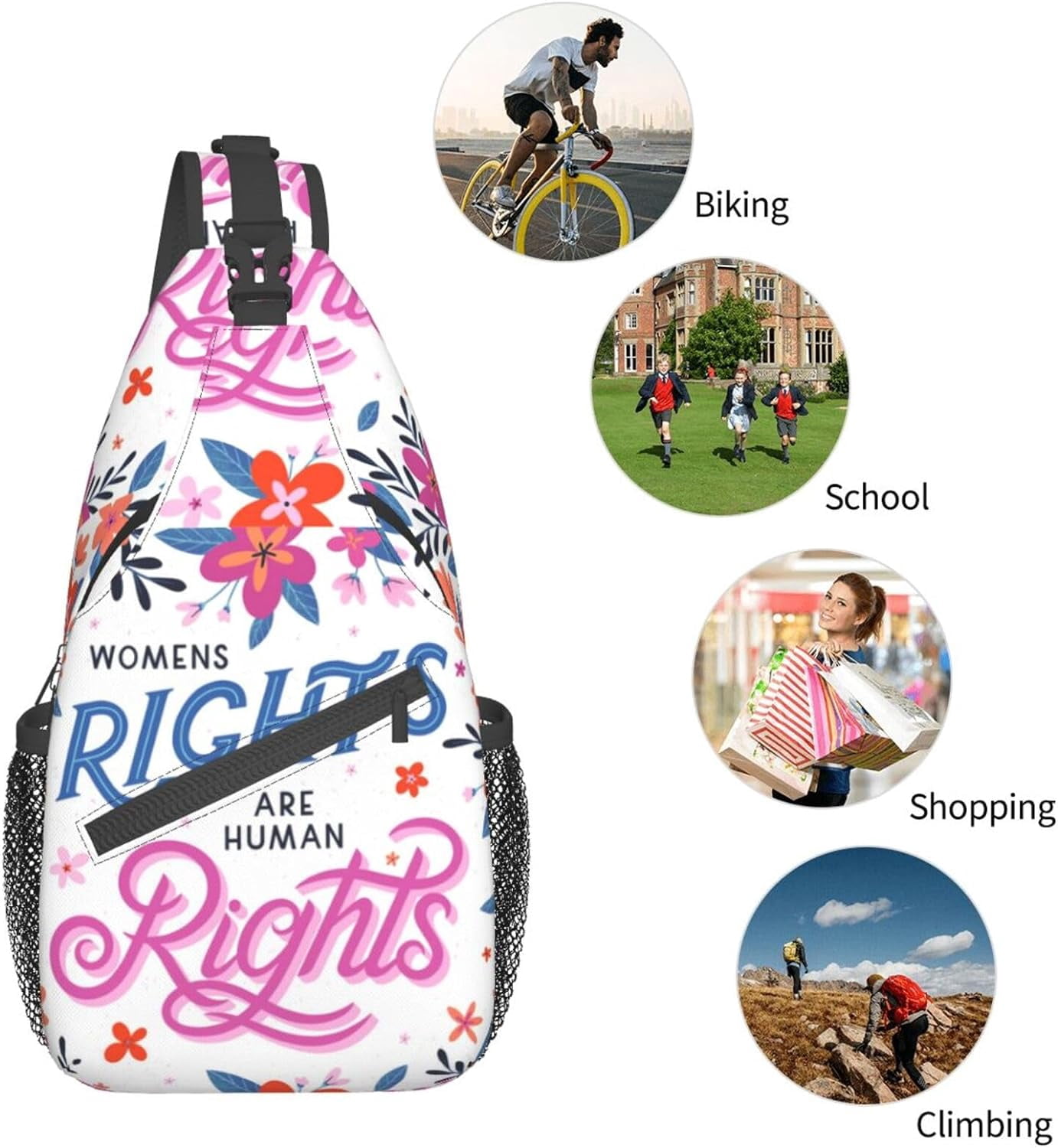 Women's Equality Day Sling Bag Crossbody Hiking Travel Chest Bags Backpack Shoulder Daypack for Women Men