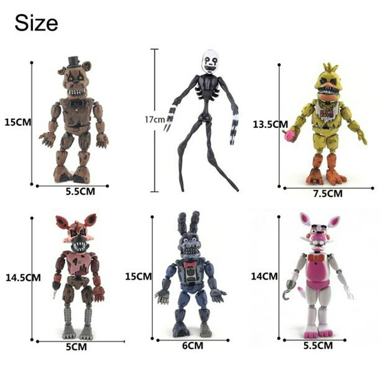 5pcs / Set Five Nights at Freddy's Game Fnaf Figure Funtime Freddy Foxy Sister Location Lightening Movable Action Figures Gift Toys, Size: 15