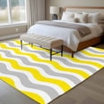thumbnail image 4 of 5'x8' Area Rugs, Yellow Grey White Indoor Outdoor Area Rug for Living Room Bedroom, Abstract Geometric Ocean Wave Stripe Washable Bathroom Rugs Kitchen Floor Carpet Mats Home Decor Aesthetic, 4 of 8