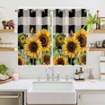 thumbnail image 2 of Sunflower Checkered Kitchen Curtains 72 Inch Length, Black Buffalo Plaid Pastoral Flowers Grommet Top Bedroom Living Room Curtains, Light Filtering Cafe Curtain Drapes 2 Panels Set 104''x72'', 2 of 9