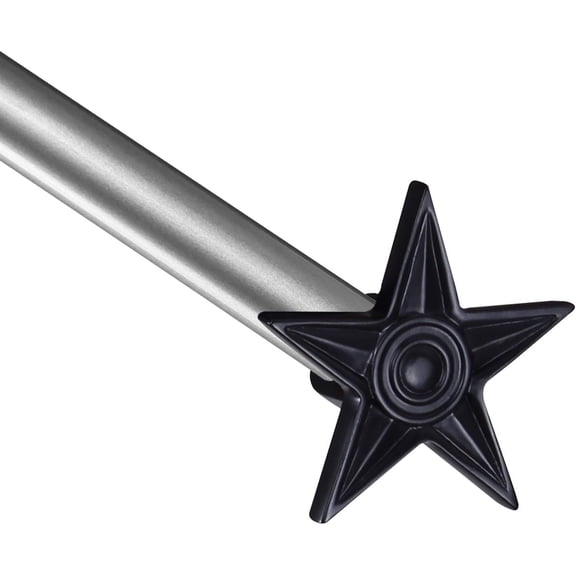 Urbanest Adjustable Single Curtain Rod Set With Blue Star Finials – 3/4-Inch Diameter, With Pewter Rod, 28–48 Inches