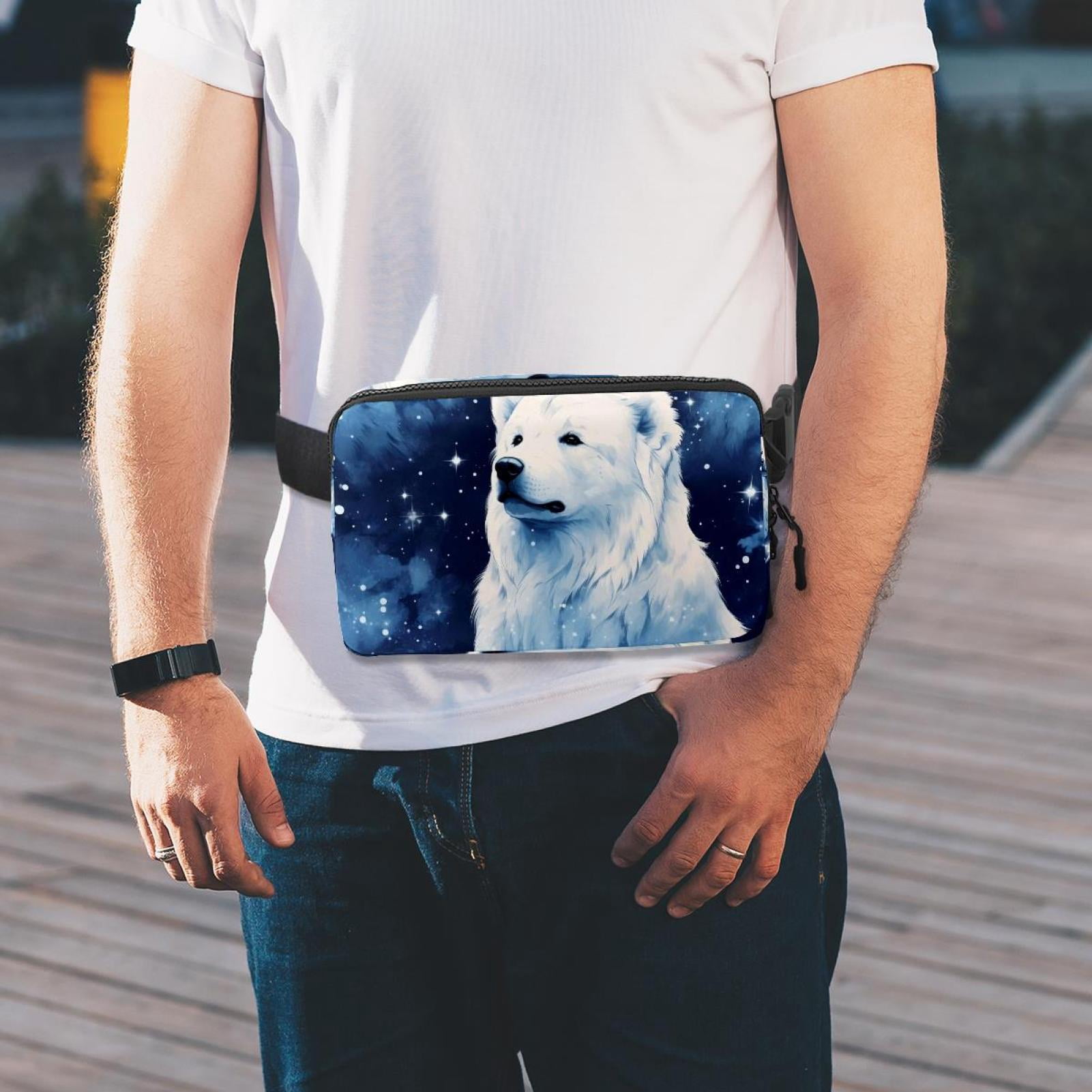 Starry sky polar bear Adjustable Lightweight Waist Bag Crossbody Fanny Pack with Extension Strap for Men and Women