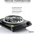 thumbnail image 2 of Ovente Electric Single Coil Burner 6 Inch Hot Plate with Fire Resistant Metal Housing and Adjustable Temperature Control, 1000 Watts, Portable, Indicator Light, Non-Slip Rubber Feet, Black (BGC101B), 2 of 7