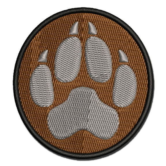 Wolf Coyote Paw Print Applique Multi-Color Embroidered Iron-On Patch - 2.5 Inch Small