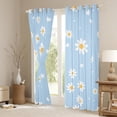 thumbnail image 3 of Feelyou Rustic Groovy Flower Black Out Curtains for Kids, Romantic Love Heart Curtains Pack of 2 (42x63 Each), Blue Cartoon Theme Bedroom Curtains, Black Out Curtains Decor, 3 of 6