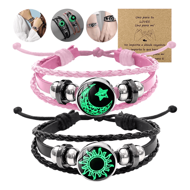 2pzs Pulsera De Parejas Brilla Regalo Para Mujeres Hombres Xtellar multicolor
