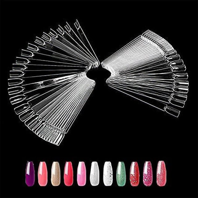 Tabla de colores de uñas de 100 piezas, exhibición de uñas, paleta de maquillaje de esmalte de uñas, palos para uñas postizas, modelos de práctica de arte de uñas, transparente brillar Electrónica