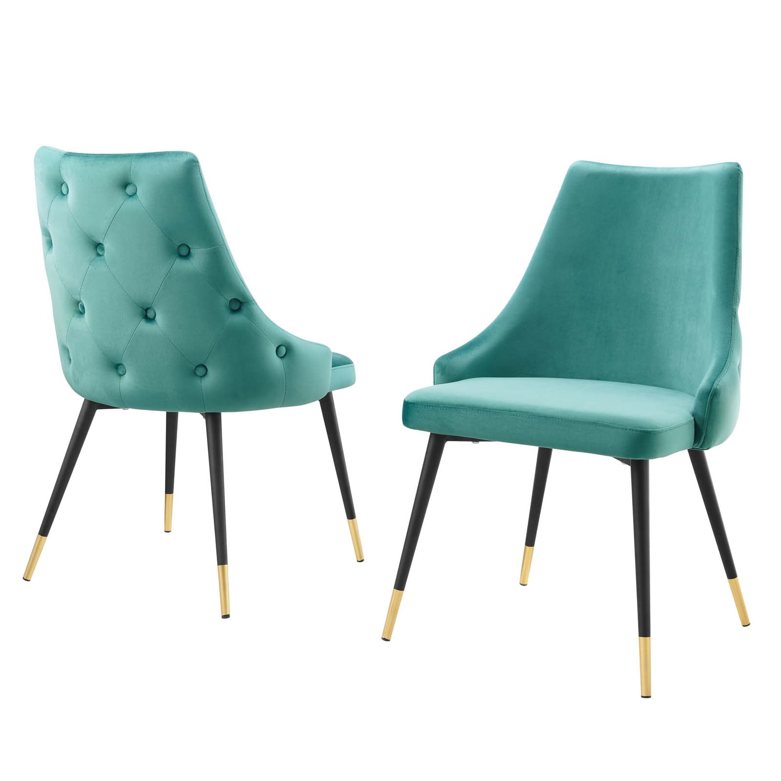 Side Dining Chair, Set of 2, Velvet, Teal Blue, Modern Contemporary ...
