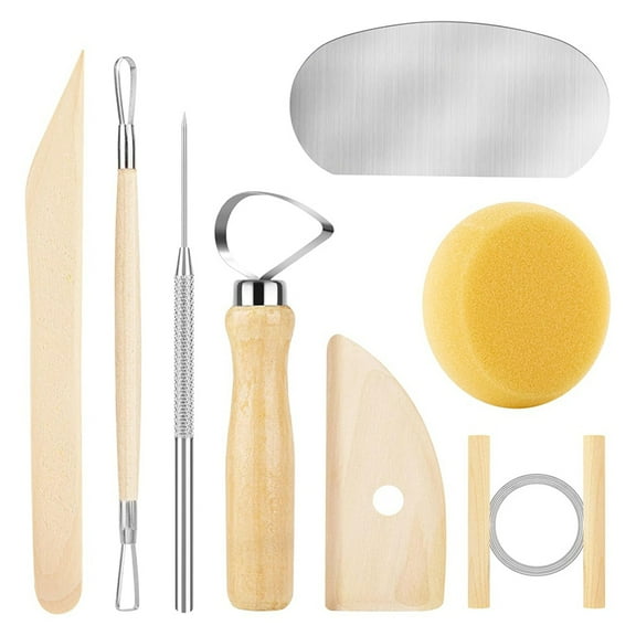 8PCS Wooden Pottery Sculpting Tools, Wood Clay Cleaning Tool Set, Ceramic Modeling Too y6720