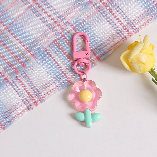 Llavero con tulipán de resina, colgante con forma de girasol y corazón para niña, bonito adorno para colgar en el bolso, adornos para auriculares