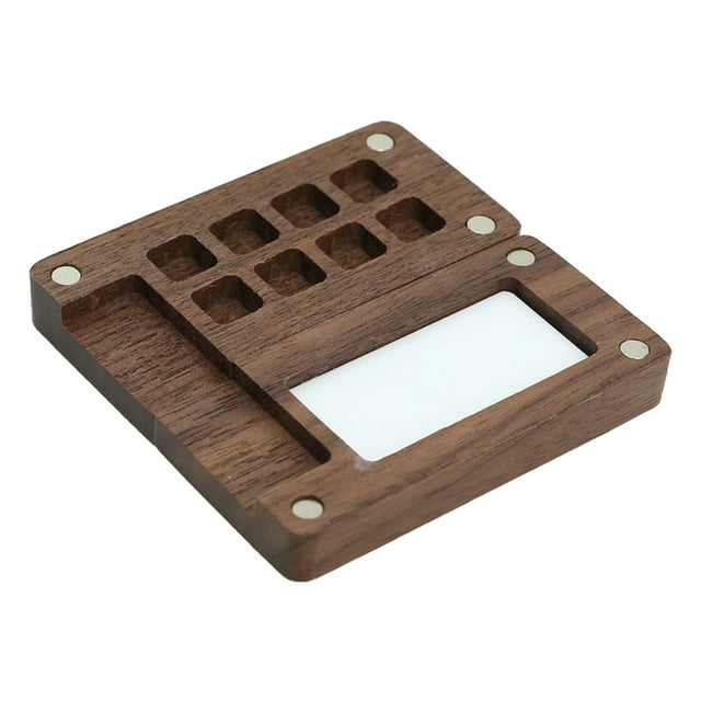 Visland Wooden Paint Box Portable Multi- Grids Design Rectangle Watercolor Palette for Home Outdoor Travel Use