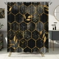 thumbnail image 2 of Luxury Black Marble Shower Curtain Abstract Gold Leaves Geometric Bathroom Shower Curtain Fabric Bathroom Decorative Bath Curtian, 2 of 6