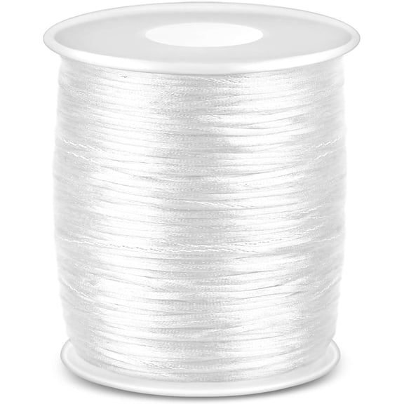 White Nylon Cord, Nylon Craft String, Silky Satin Rattail Cord Beading String for Braided Bracelets, Pendants Necklace,