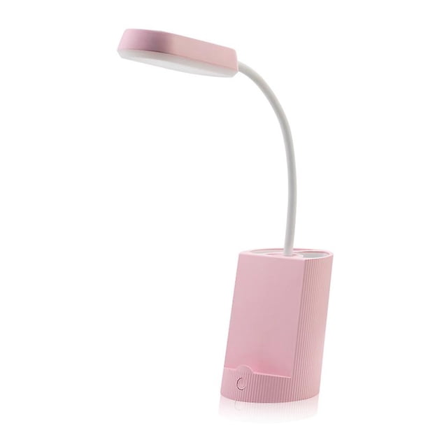 Lámpara de escritorio rosa para niños, lámpara de escritorio LED táctil regulable, 3 niveles de brillo, lámpara de escritorio con forma de animal recargable, inalámbrica, portalápices y soporte