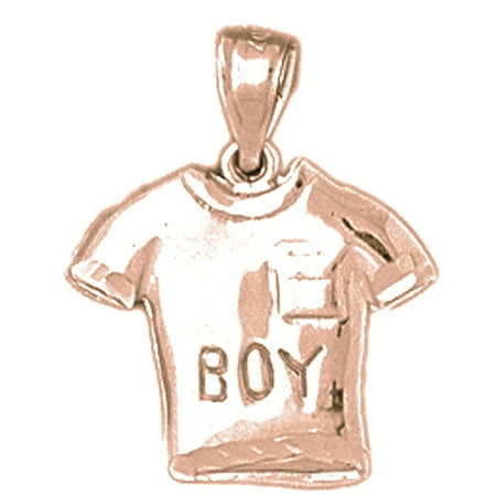 14K Rose Gold Boy T-Shirt Pendant - 20 mm