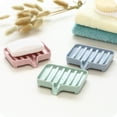 thumbnail image 1 of Worallymy Bath Foam Storage Box PP Sponge Drain Tray Holder Wheat Bathroom Toilet Kitchen Rack, Blue, 1 of 9
