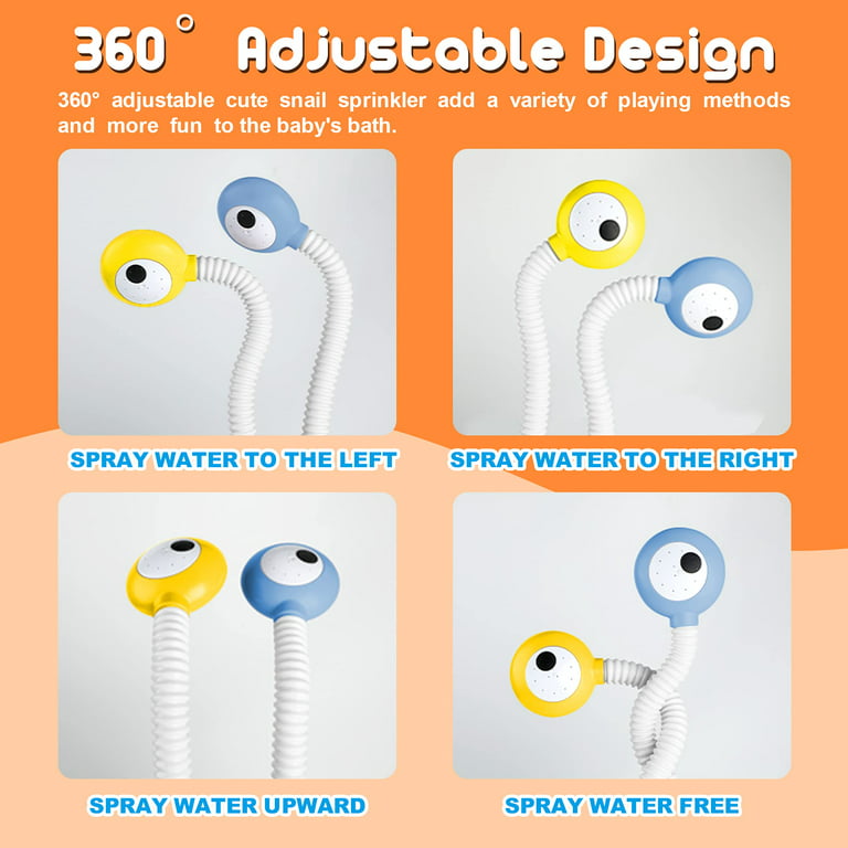 Fridja Children's Snail Shower Shower Double Nozzle Electric Shower Baby  Bathroom Water Spray Toy 