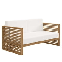 Modway Carlsbad Teak Wood Outdoor Patio Loveseat in Natural White