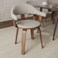 thumbnail image 4 of LeisureMod Dining Chair Upholstered in Leather with Poplar Wood Frame and Open-Back Design 360-Degree Swivel for Modern Home, Kitchen, Cafes Brivo Collection in Grey, 4 of 14