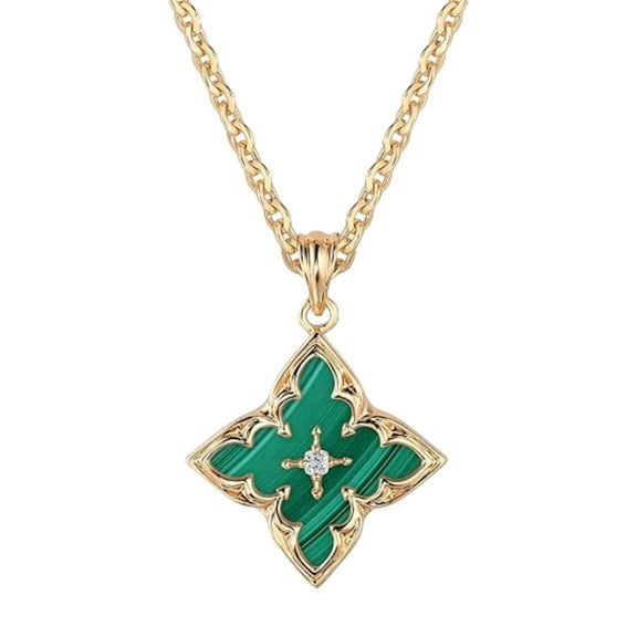 Gold Clover Necklace for Women Dainty 14K Gold Plated CZ Pendant Necklace Adjustable Chain Choker Charm Colorful Clover Pendant Lucky Necklaces for Women Jewelry