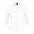 thumbnail image 1 of SOLS- Camisa de trabajo Effect entallada de manga tres cuartos para mujer (Blanco), 1 of 3