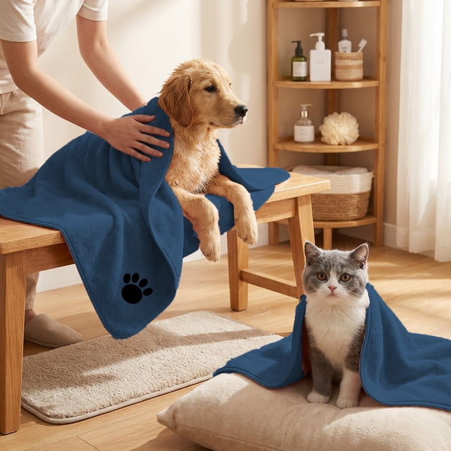 Pet Bath Towel Microfiber Super Absorbent for Dogs and Cats Large Soft Fast Drying Grooming Cloth
