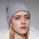 thumbnail image 5 of El borde rodado del sombrero de la gorrita tejida de la cachemira de las mujeres mezcló la gorra caliente del pelo del sueño de la primavera del invierno del punto suave, 5 of 5