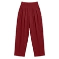 thumbnail image 3 of Gytharion Women's Pleated Cotton Linen Pants Fashion Solid Color Straight Pants Loose Casual Trousers, 3 of 4