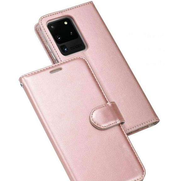Leather Wallet Magnetic Flip Case with Strap and Picture Slot (Rose Gold) Cover For Samsung Galaxy S7 Edge