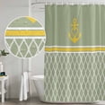 thumbnail image 5 of Sage Green Morocco Shower Curtain, Waterproof Shower Curtains for Bathroom, Ocean Yellow Nautical Anchor Stripe Washable Fabric Bathtub Curtain Set Bath Decor with 12 Hooks Extra Long 72"x96", 5 of 8