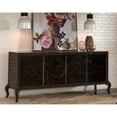 thumbnail image 2 of 4-Door Wood Media Credenza with 2 Tray Drawers in Black by Pulaski Furniture, 2 of 7