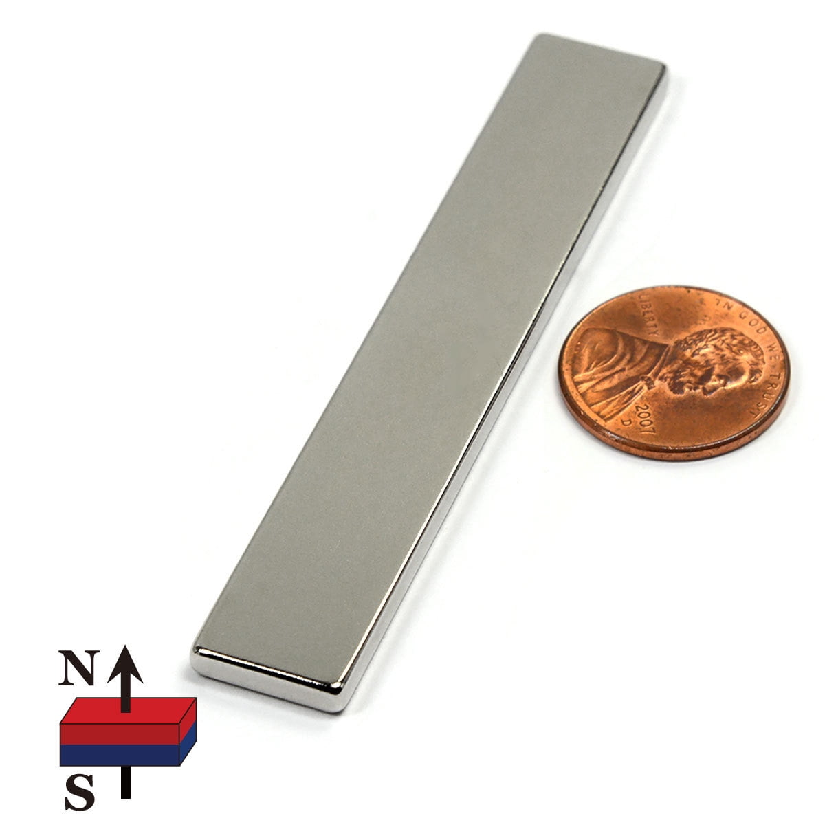 CMS Magnetics® Neodymium Magnet N45 1/2 x1/2 X1" Poles are on the Ends 4 PC 