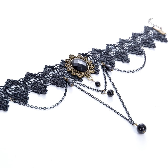 Colgante Collar Cadena de Perlas de Imitación de Declaración de Gargantilla de Encaje Zulema Perlas de imitación