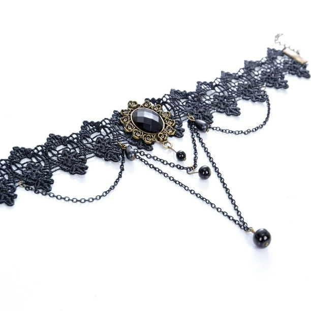 Colgante Collar Cadena de Perlas de Imitación de Declaración de Gargantilla de Encaje Zulema Perlas de imitación