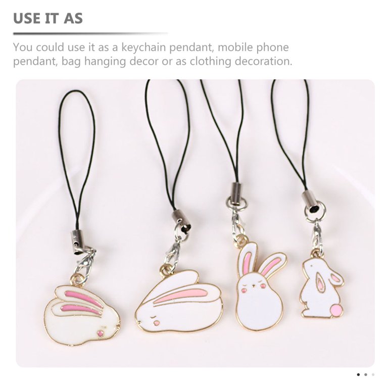 Koolleo 4Pcs Rabbit Pendant Phone Charm Cell Phone Hanging Charm