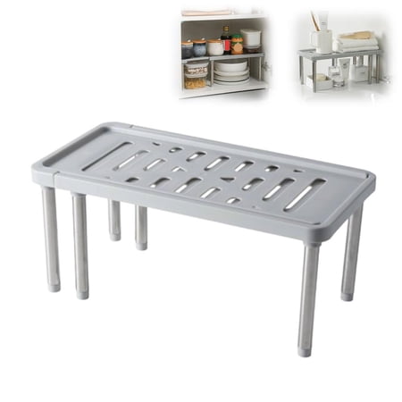 Cabinet Storage Shelf Rack Adjustable Telescopic Countertop Storage Shelf 13.7-24 Kitchen Cabinet in Spi Cupboard Organizer