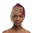 thumbnail image 1 of XASZHN Turban à Franges Multi-Couches pour Femmes Musulmanes Couverture de Chimiothérapie Cancer Vin_002 m, 1 of 5