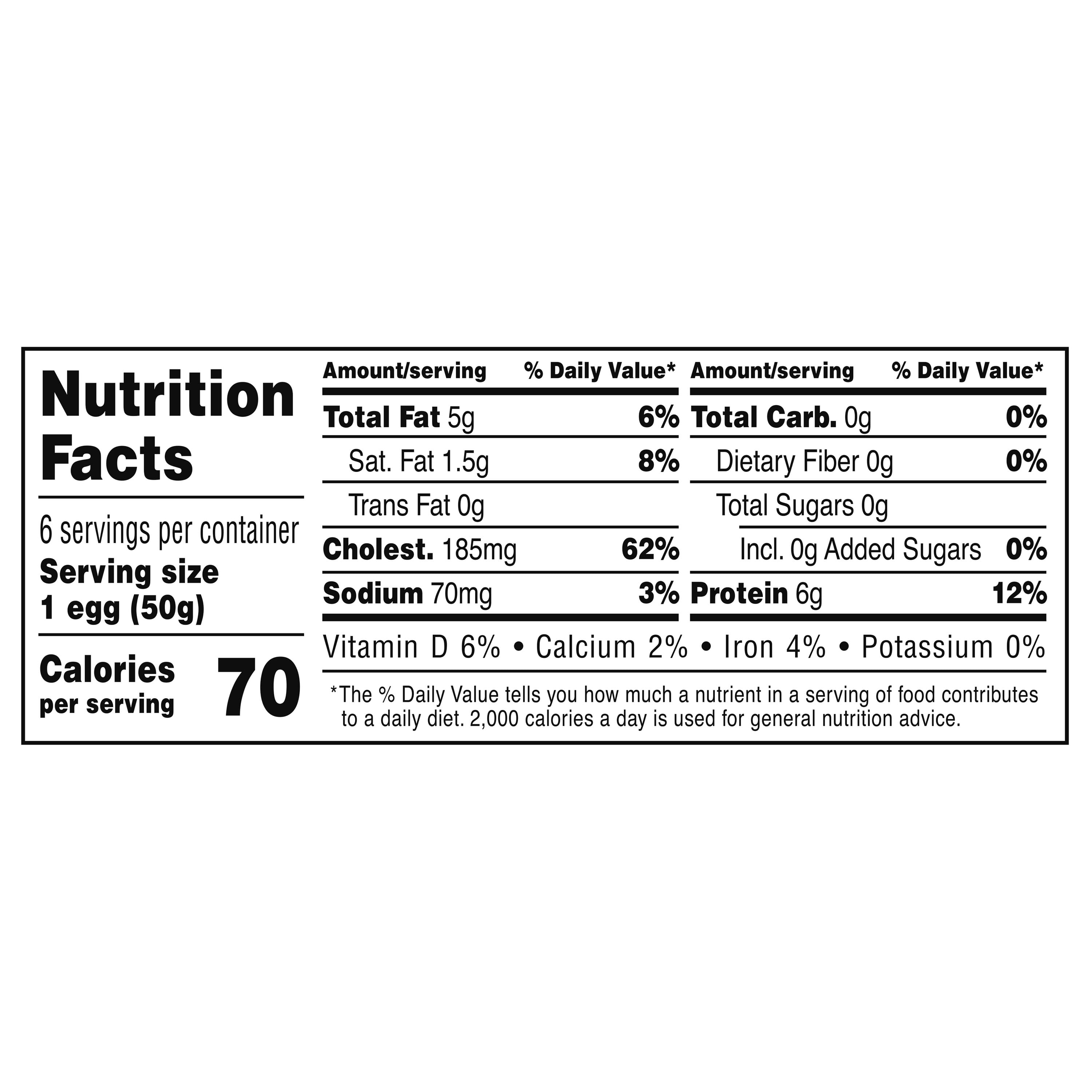 Great Value Large White Eggs, 6 Count